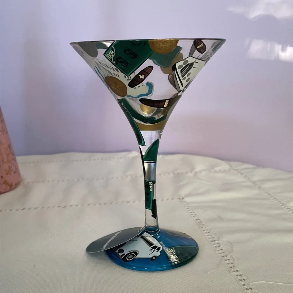 Artistic Martini Glass with Blue and Gold Accents Lolita brand new in box
